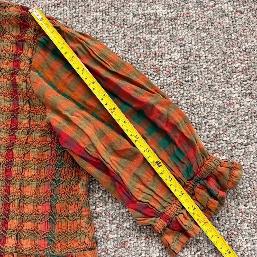 Free People Charlotte Plaid Tunic Multicolor Plaid Smocked Blouse or Mini Dress - Picture 6 of 13
